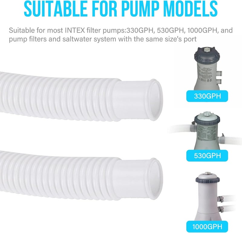 BEWAVE Pool Pump Hose for Above Ground Pools, 2 Pack 1.25" Diameter Pool Filter Hose Accessory Pool Pump Replacement 59 Inch Long with 2 Clamps and 2 Pipe Holders - Image 3